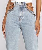 High-Rise Chic Chain Waist Boyfriend Jeans for 2023 festival outfits, festival dress, outfits for raves, concert outfits, and/or club outfits