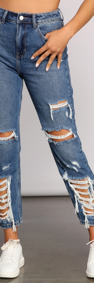 Classic Destructed Straight-Leg Jeans for 2023 festival outfits, festival dress, outfits for raves, concert outfits, and/or club outfits