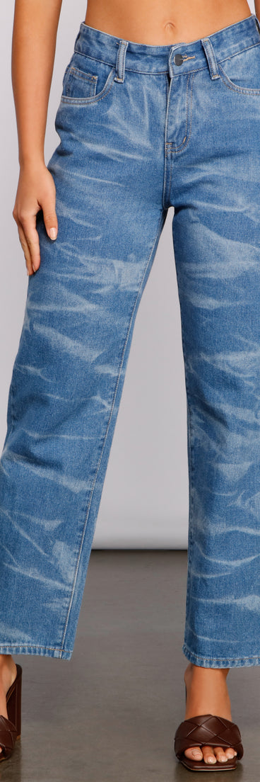 High-Rise Bleached Dye Straight Leg Jeans for 2023 festival outfits, festival dress, outfits for raves, concert outfits, and/or club outfits