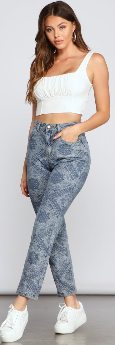 High-Rise Embroidered Straight Leg Jeans provides a stylish start to creating your best summer outfits of the season with on-trend details for 2023!