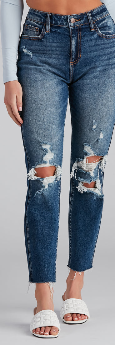 High-Rise Destructed Ankle Jeans is a trendy pick to create 2023 festival outfits, festival dresses, outfits for concerts or raves, and complete your best party outfits!