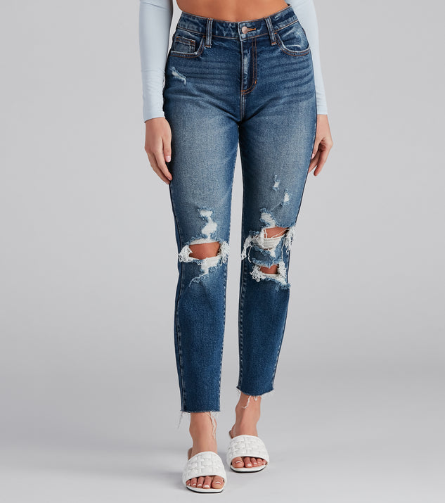 High-Rise Destructed Ankle Jeans is a trendy pick to create 2023 festival outfits, festival dresses, outfits for concerts or raves, and complete your best party outfits!