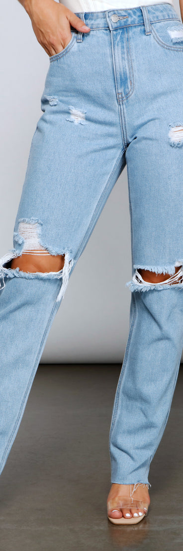 Casual Distressed Straight-Leg Jeans for 2023 festival outfits, festival dress, outfits for raves, concert outfits, and/or club outfits