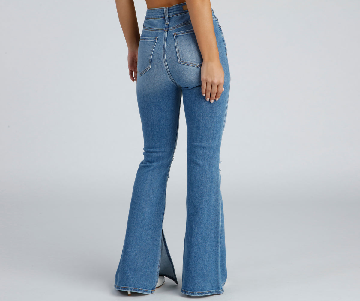 Total Flare High-Rise Distressed Jeans