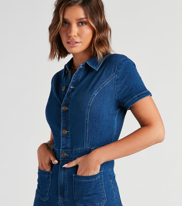 Head of Class- Denim Jumpsuit with Ankle Straps