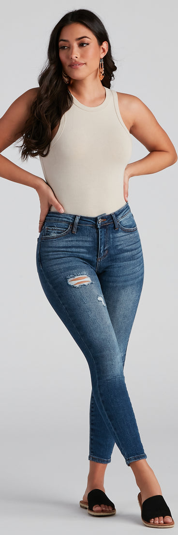 Hit The Jackpot Mid Rise Skinny Jeans provides a stylish start to creating your best summer outfits of the season with on-trend details for 2023!