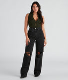 Effortless Edge Wide-Leg Denim Jeans is a trendy pick to create 2023 festival outfits, festival dresses, outfits for concerts or raves, and complete your best party outfits!