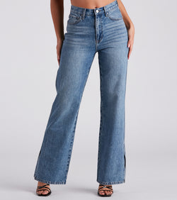 Low-Key Slay High Rise Wide Leg Slit Denim Jeans provides a stylish start to creating your best summer outfits of the season with on-trend details for 2023!