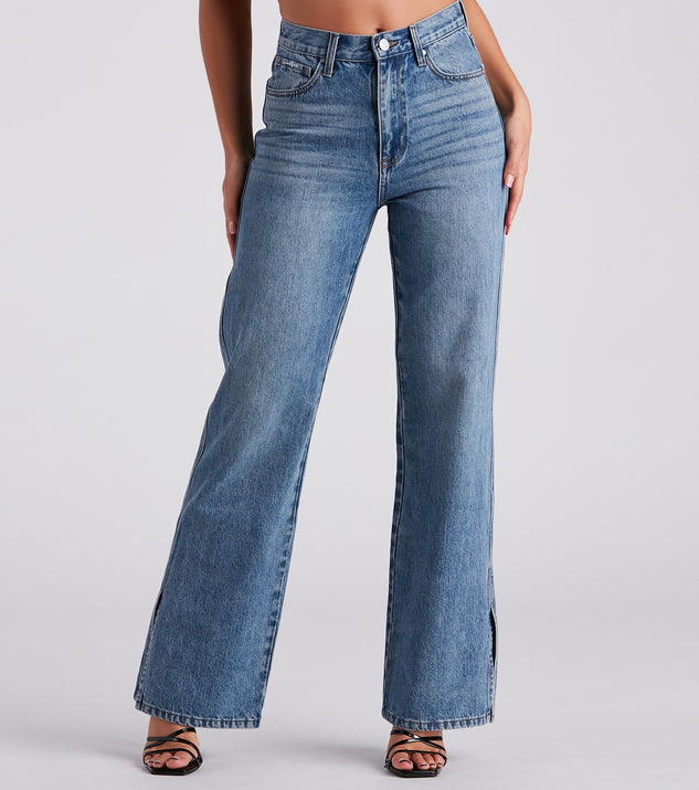 Low-Key Slay High Rise Wide Leg Slit Denim Jeans & Windsor