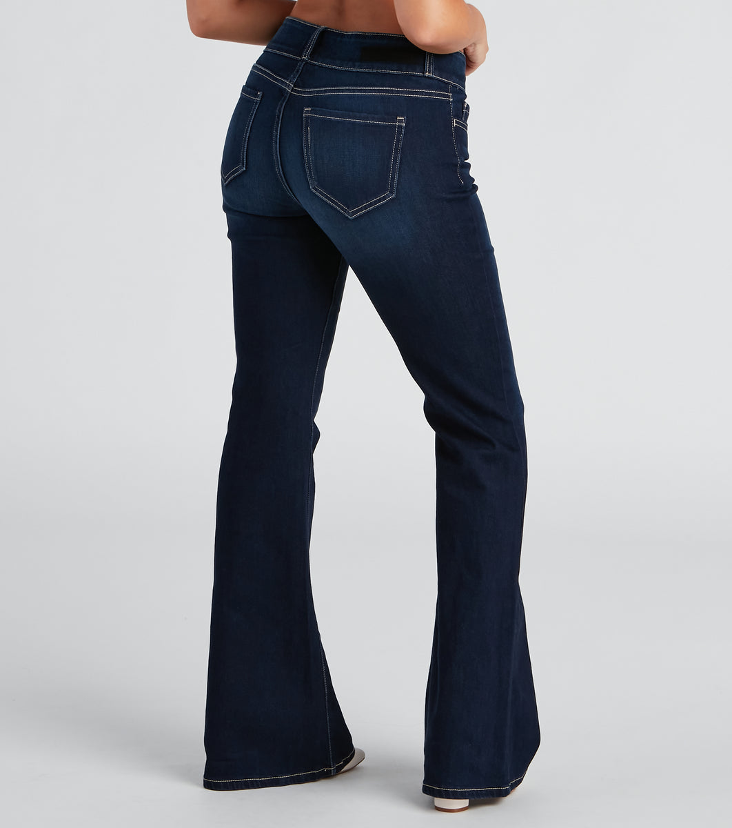 Drop It Low Mid Rise Flare Denim Jeans & Windsor