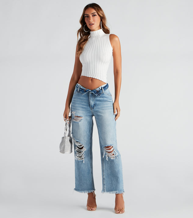 Flip The Switch Low-Rise Straight Leg Denim Jeans | Windsor