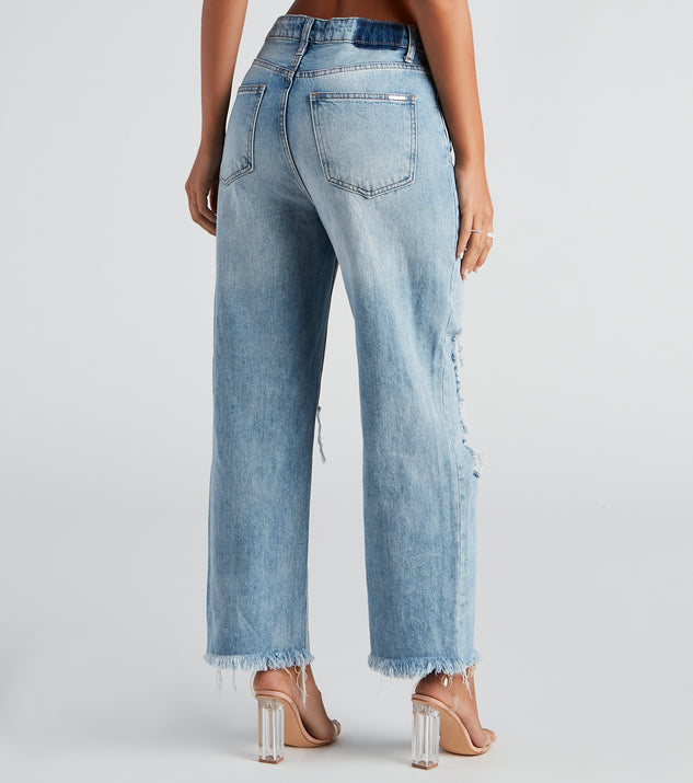 Flip The Switch Low-Rise Straight Leg Denim Jeans | Windsor