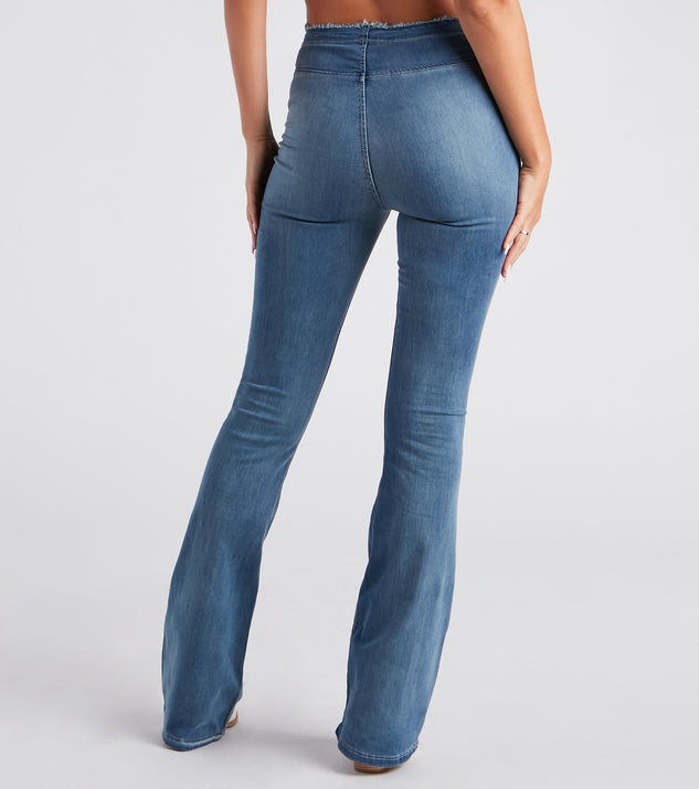 Totally Trendy Frayed Low-Rise Flare Jeans