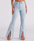 Bri High-Rise Split Hem Flare Jeans by Windsor Denim is a fire pick to create 2023 festival outfits, concert dresses, outfits for raves, or to complete your best party outfits or clubwear!
