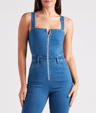 Made You Look Open Back Denim Jumpsuit is a fire pick to create 2023 festival outfits, concert dresses, outfits for raves, or to complete your best party outfits or clubwear!