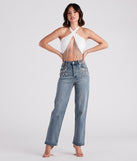 90s Glam Rhinestone Beaded Straight-Leg Jeans is a fire pick to create 2023 festival outfits, concert dresses, outfits for raves, or to complete your best party outfits or clubwear!