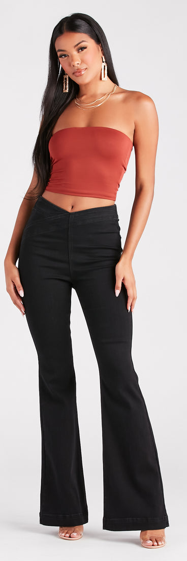 Snatched Style V-Cut Waist Flare Jeans