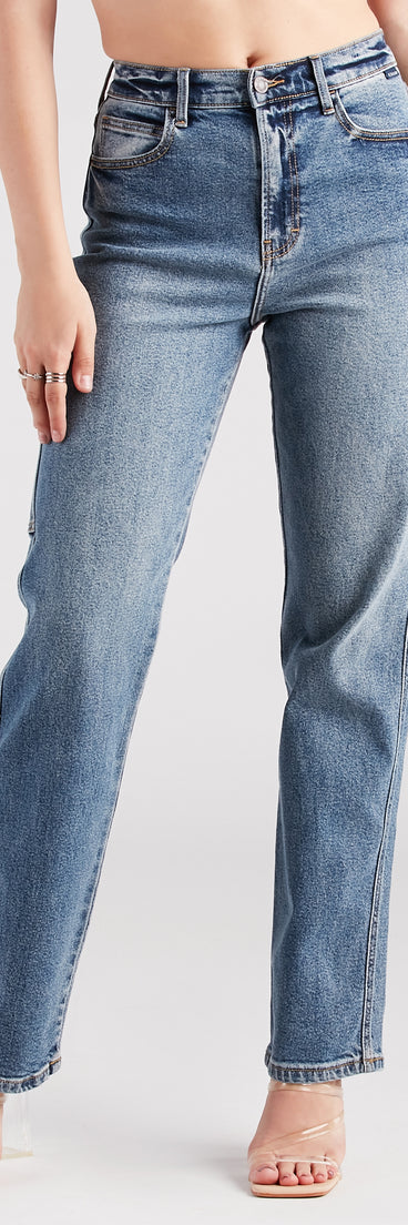 Hit The Jackpot Mid-Rise Straight-Leg Denim Jeans