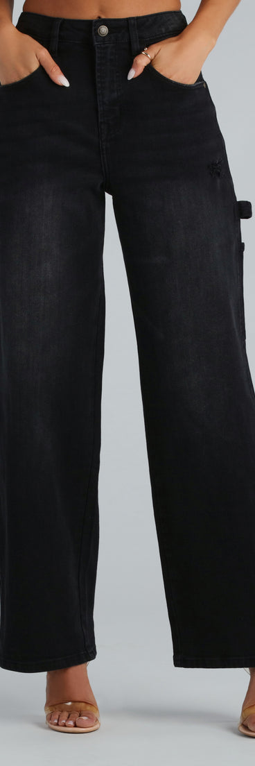 Trish Mid-Rise Carpenter Wide-Leg Denim Jeans