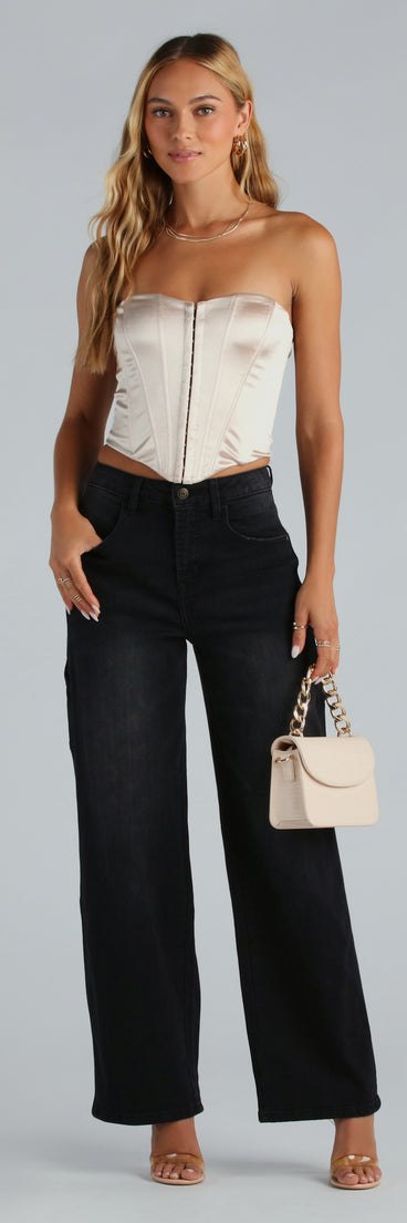 Trish Mid-Rise Carpenter Wide-Leg Denim Jeans