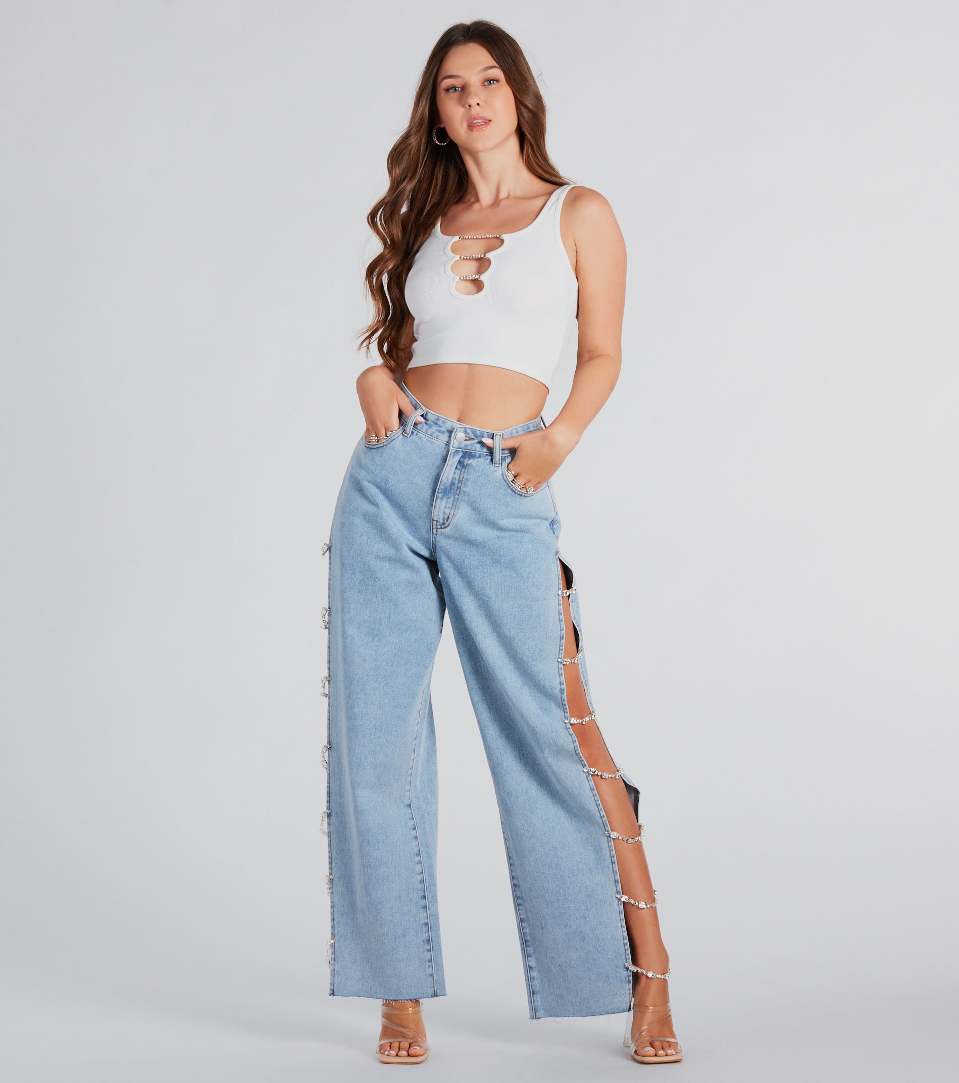 Glam Crush High-Rise Gemstone Denim Jeans | Windsor