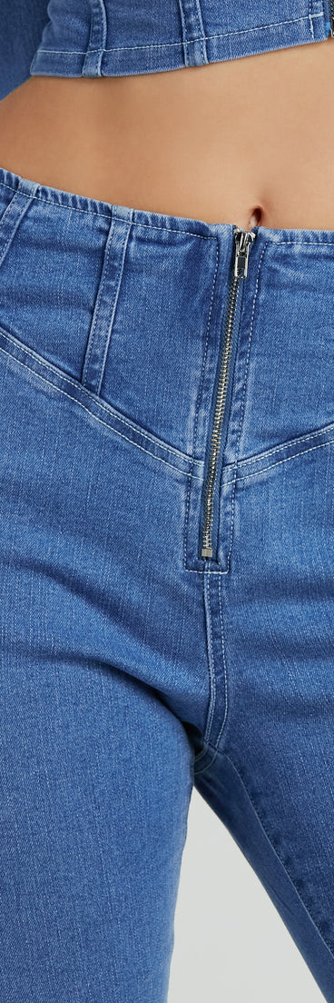 Refresh your fall closet with stylish women's pants like the Shape Up High-Rise Corset Flare Denim Jeans in a sleek fabric and a pant leg style that makes your look unique.