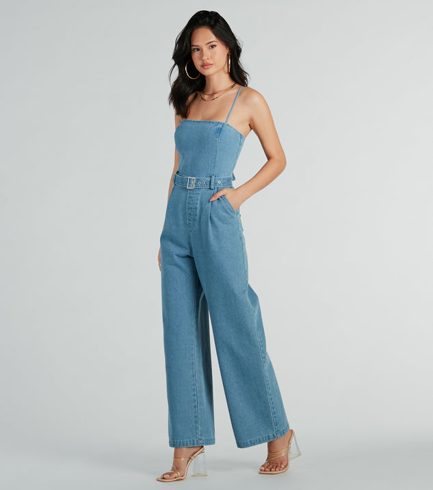 Emmanuela Navy Plunge-Neck Wide-Leg Jumpsuit With Cape