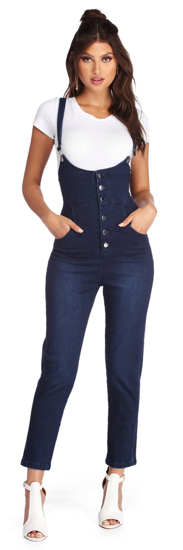 Rural Chic Button Front Overalls