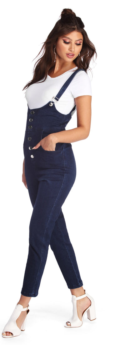 Rural Chic Button Front Overalls