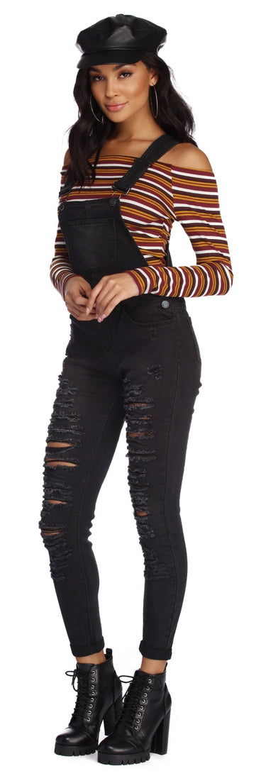 Trendy And Destructed Skinny Overalls
