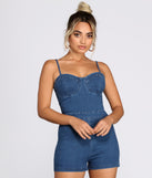 Stylish Sweetheart Denim Romper is a trendy pick to create 2023 festival outfits, festival dresses, outfits for concerts or raves, and complete your best party outfits!