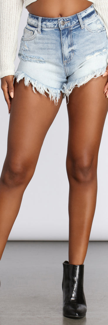 Distressed Diva Denim Shorts is a trendy pick to create 2023 festival outfits, festival dresses, outfits for concerts or raves, and complete your best party outfits!