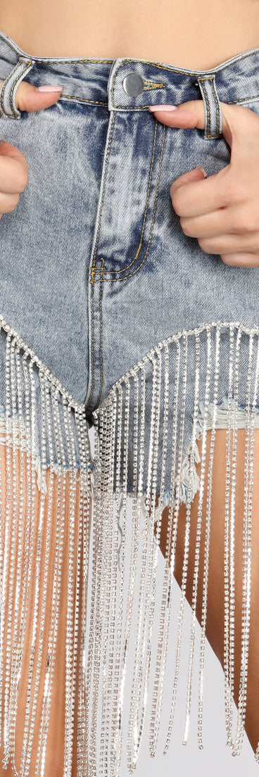 Keep It Glam Rhinestone Fringe Shorts is a trendy pick to create 2023 festival outfits, festival dresses, outfits for concerts or raves, and complete your best party outfits!