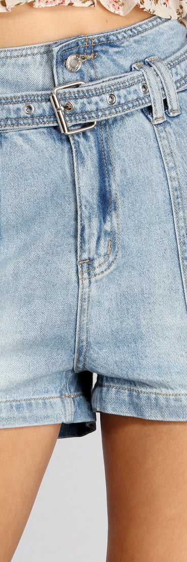 High Waist Belted Denim Shorts for 2023 festival outfits, festival dress, outfits for raves, concert outfits, and/or club outfits