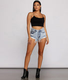 High Rise Distressed Acid Wash Denim Shorts provides a stylish start to creating your best summer outfits of the season with on-trend details for 2023!