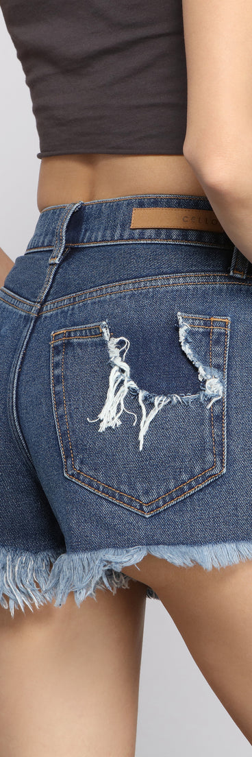 High-Rise Destructed Diva Denim Shorts provides a stylish start to creating your best summer outfits of the season with on-trend details for 2023!