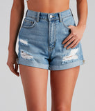 High-Rise Distressed Cuffed Shorts by Windsor Denim for 2023 festival outfits, festival dress, outfits for raves, concert outfits, and/or club outfits