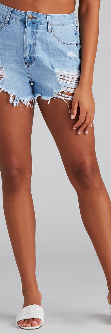 High Rise Super Destructed Cutoff Denim Shorts by Windsor Denim for 2023 festival outfits, festival dress, outfits for raves, concert outfits, and/or club outfits