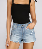 Fab And Frayed High Waist Denim Shorts for 2023 festival outfits, festival dress, outfits for raves, concert outfits, and/or club outfits