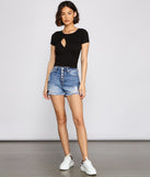 Edgy Chic High Rise Button Down Denim Shorts provides a stylish start to creating your best summer outfits of the season with on-trend details for 2023!