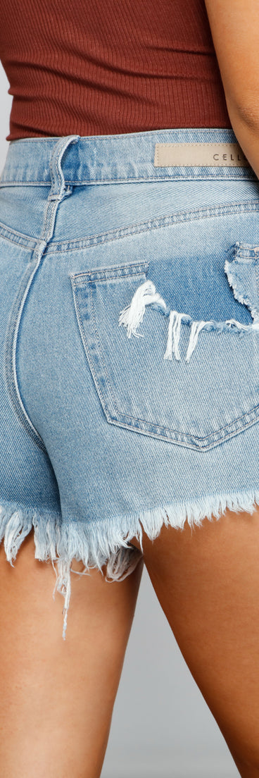 Girl Next Door High Rise Destructed Cutoff Shorts provides a stylish start to creating your best summer outfits of the season with on-trend details for 2023!