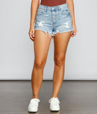 Girl Next Door High Rise Destructed Cutoff Shorts for 2023 festival outfits, festival dress, outfits for raves, concert outfits, and/or club outfits