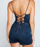 Chic Lace Up Denim Romper for 2023 festival outfits, festival dress, outfits for raves, concert outfits, and/or club outfits