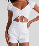 Stylish Intentions Cutout Denim Romper provides a stylish start to creating your best summer outfits of the season with on-trend details for 2023!