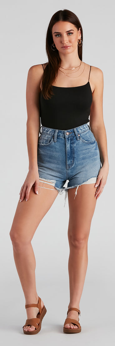 Reese Extra High Waist Cutoff Denim Shorts by Windsor Denim provides a stylish start to creating your best summer outfits of the season with on-trend details for 2023!