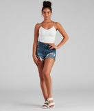 Remy High-Rise Frayed Denim Shorts By Windsor Denim provides a stylish start to creating your best summer outfits of the season with on-trend details for 2023!