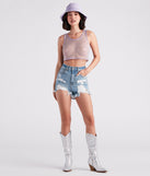 Remy High-Rise Frayed Shorts By Windsor Denim is a fire pick to create 2023 festival outfits, concert dresses, outfits for raves, or to complete your best party outfits or clubwear!