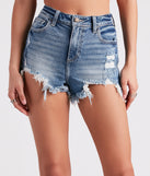 Remy High-Rise Destructed Shorts By Windsor Denim is a fire pick to create 2023 festival outfits, concert dresses, outfits for raves, or to complete your best party outfits or clubwear!