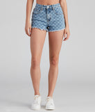 In Check High Rise Denim Mom Shorts provides a stylish start to creating your best summer outfits of the season with on-trend details for 2023!