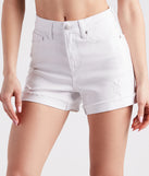 Meli Mid-Rise Cuffed Shorts By Windsor Denim is a fire pick to create 2023 festival outfits, concert dresses, outfits for raves, or to complete your best party outfits or clubwear!